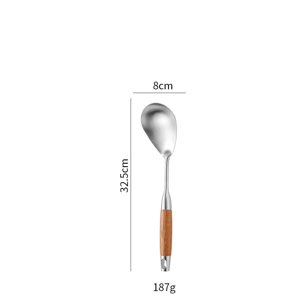 Cross-Border Kitchenware 316 Stainless Steel Spatula for Cooking Household Soup Spoon Rosewood Handle Spatula Kitchen Utensils Frying Spoon - Kasa & Pet