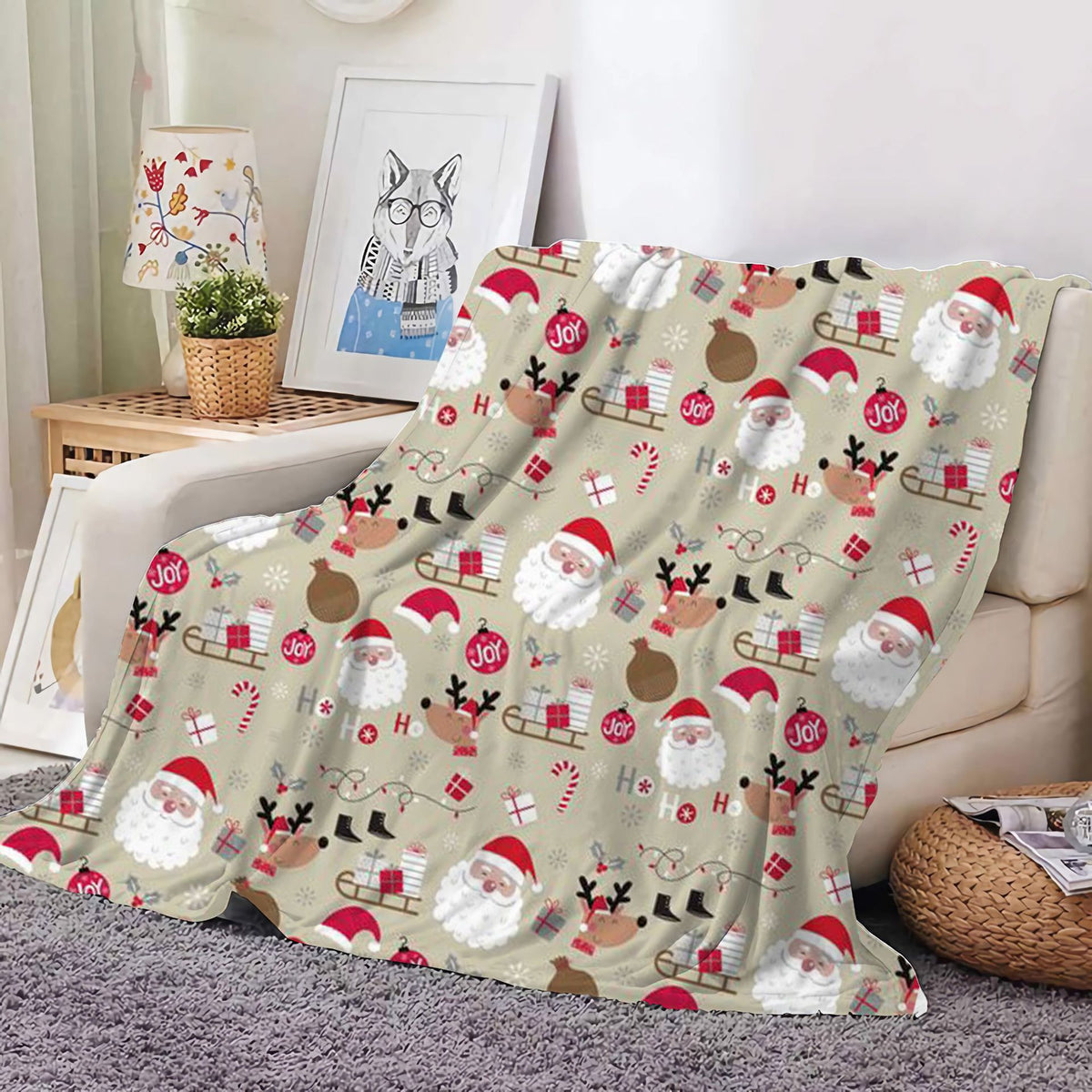 Christmas Decoration Blanket Holiday Blanket Red Festive Blanket Christmas Tree Polo Sofa Blanket Flannel Blanket - Kasa & Pet
