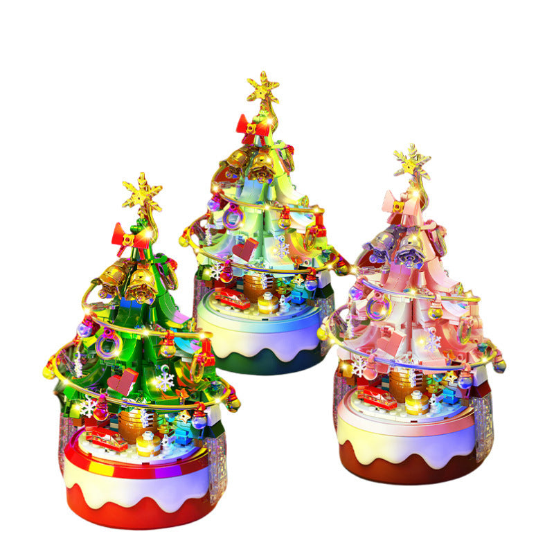 Lele Brothers 8756 Christmas Tree Music Box Assembled Christmas Building Blocks Toy Ornaments Christmas Holiday Gifts Wholesale