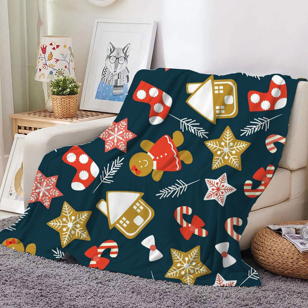 Christmas Decoration Blanket Holiday Blanket Red Festive Blanket Christmas Tree Polo Sofa Blanket Flannel Blanket - Kasa & Pet