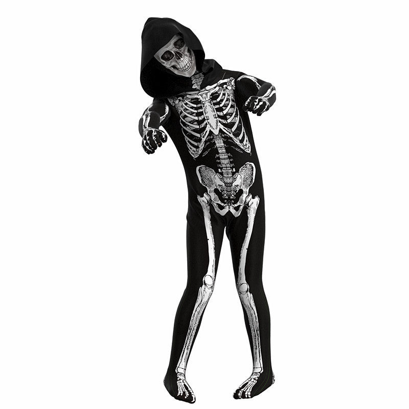 Halloween clothes spoof skeleton jumpsuit cosplay skeleton horror toy game parent party costume