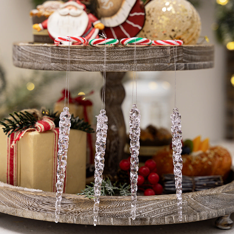 Simulação de Natal Icicles acrílicos, ornamento de Natal, gelo falso para festa de inverno, decoração de ano novo, 15cm, 6 peças