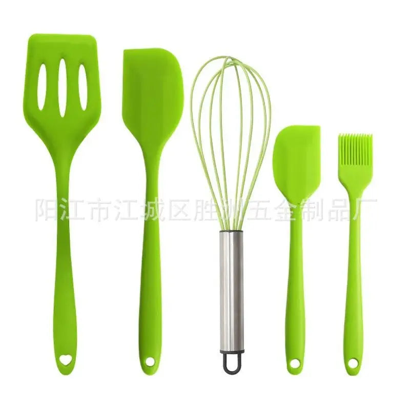 Cross-Border Kitchen Silicone Spatula Brush Egg Beater Silicone Kitchen Utensils 5-Piece Set Cooking Set Baking Tools - Kasa & Pet