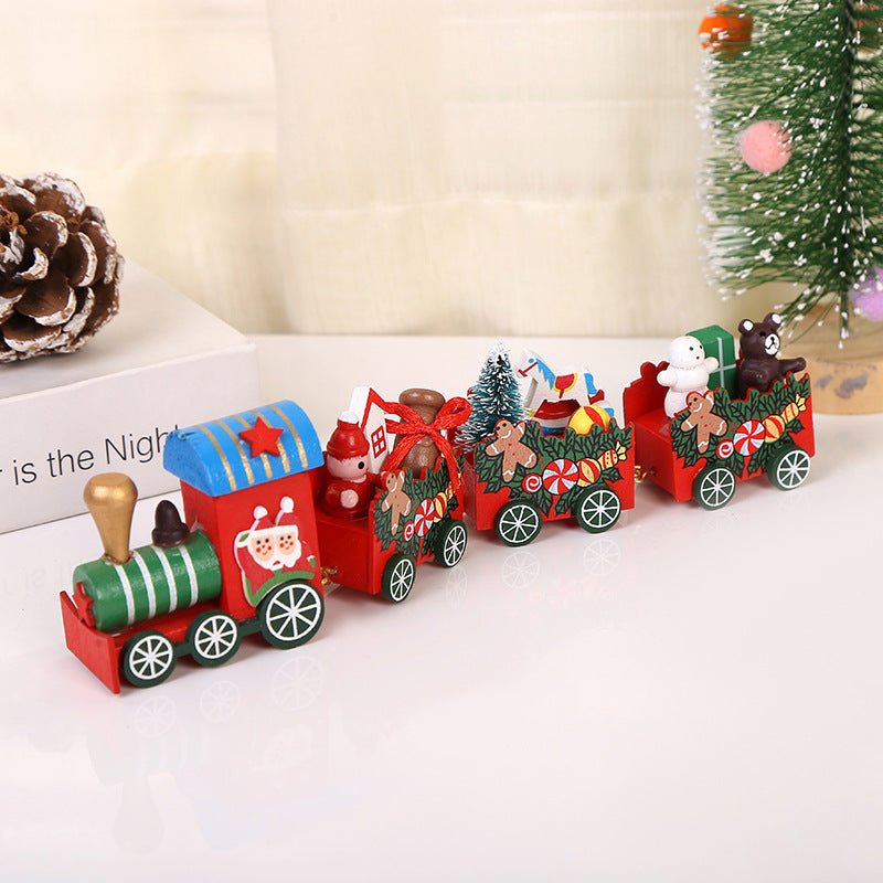Strict selection of Christmas decorations cartoon creative children's Christmas gifts small train wooden window desktop ornaments