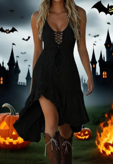 Retro Western Style Strap Halloween Carnival Suspender Dress