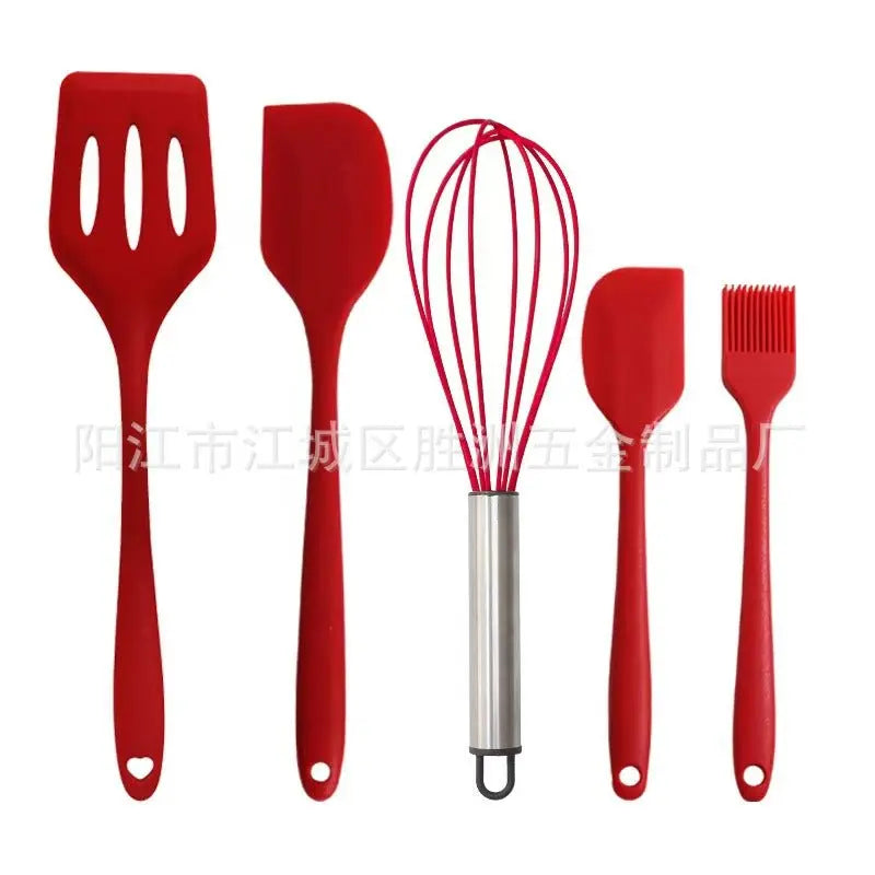 Cross-Border Kitchen Silicone Spatula Brush Egg Beater Silicone Kitchen Utensils 5-Piece Set Cooking Set Baking Tools - Kasa & Pet