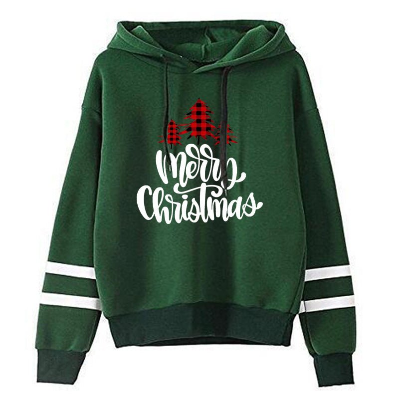 Christmas Red Plaid Christmas Tree Merry Christmas Print Parallel Bars Striped Sweat Autumn and Winter Europe and America - Kasa & Pet