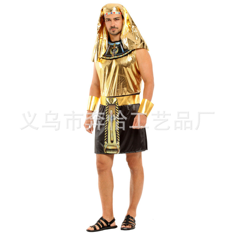 Halloween Egyptian Pharaoh Costume Ball Indian Savage Performance Props Indigenous Headwear Feather Pharaoh Hat