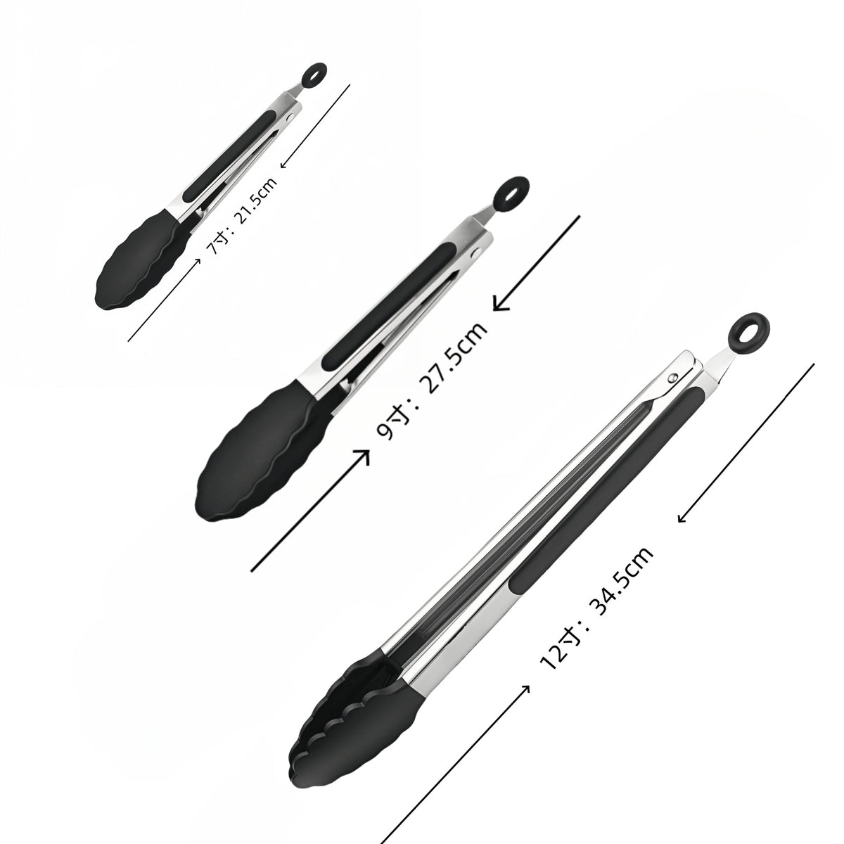 Cross-Border Black Silicone Clip High Temperature Resistant Kitchen Food Frying Stainless Steel Bread Clip Steak Clip Kitchen Food Clip - Kasa & Pet
