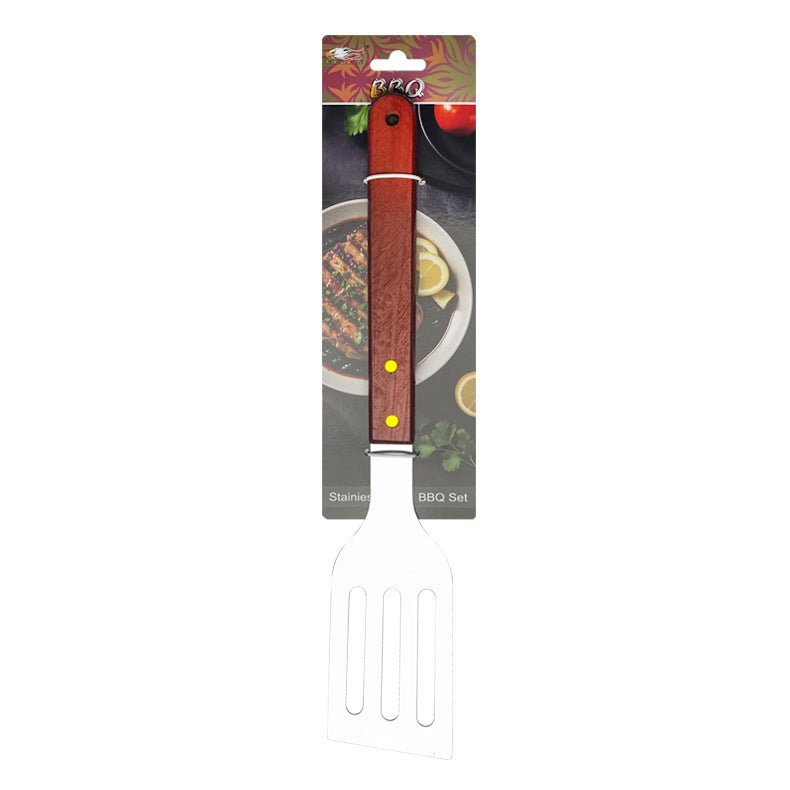 Outdoor camping barbecue tools combination stainless steel grill suit wooden handle fork shovel clip BBQ accessories cloth bag - Kasa & Pet