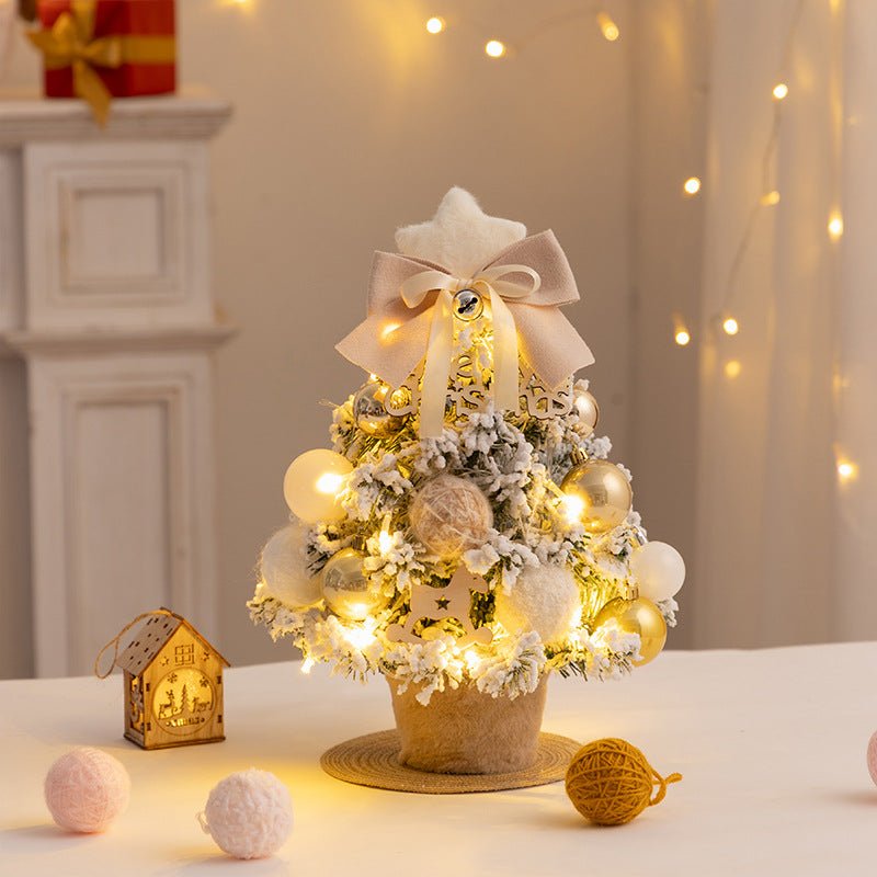 Christmas tree new desktop christmas tree pvc with lights christmas tree mini diy christmas decoration flocking