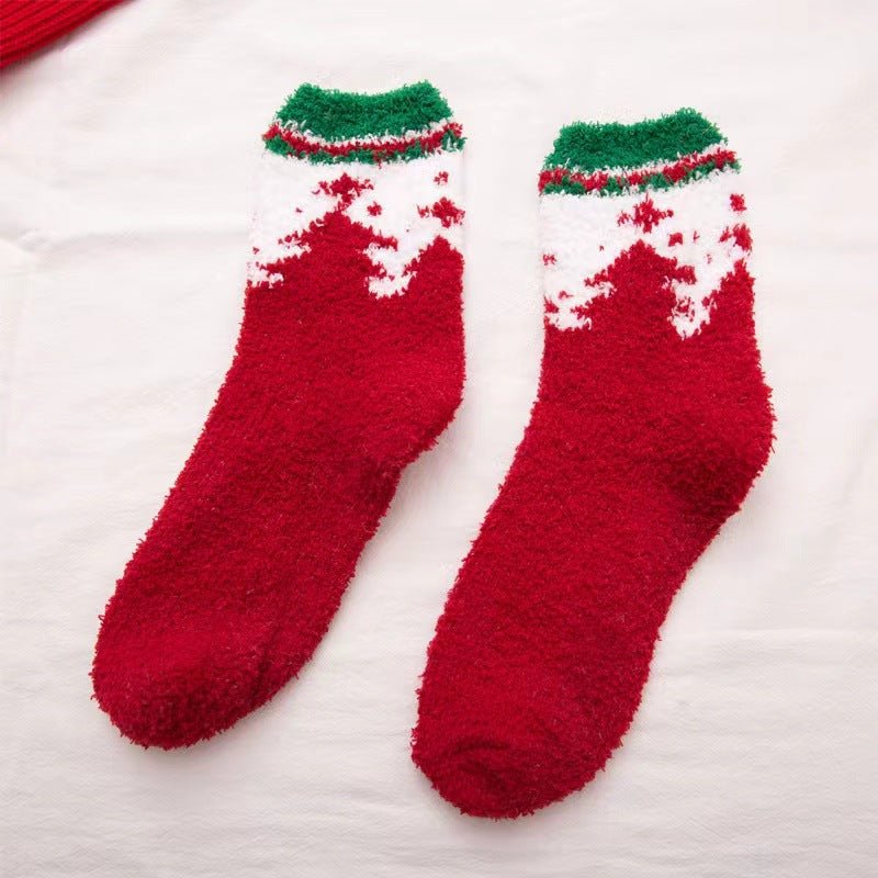 Coral fleece Christmas socks autumn and winter thick tube socks New Year gift socks cartoon Christmas socks cross-border wholesale - Kasa & Pet