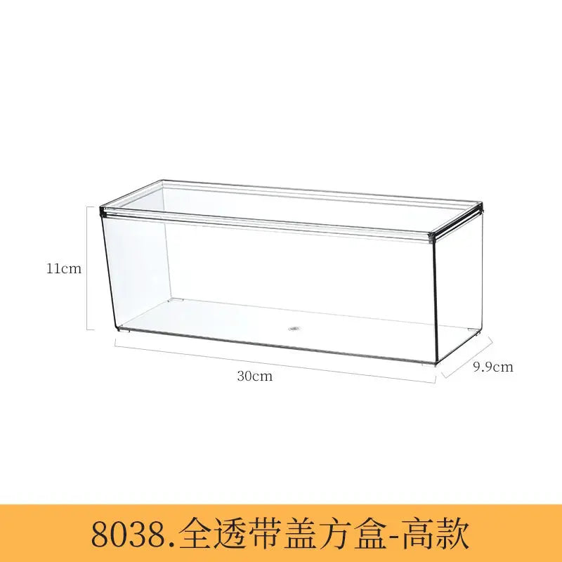 Desktop Storage Box Drawer Built-in Partition Transparent Acrylic Narrow Long Rectangular Cosmetic Workstation Kitchen Kasa & Pet