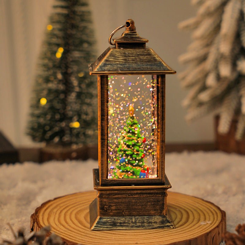 Christmas vintage portable lamp luminous water filling wind lamp Christmas decoration atmosphere lamp Christmas tree decoration wind lamp ornaments
