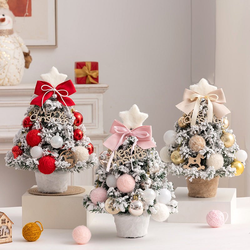 Christmas tree new desktop christmas tree pvc with lights christmas tree mini diy christmas decoration flocking
