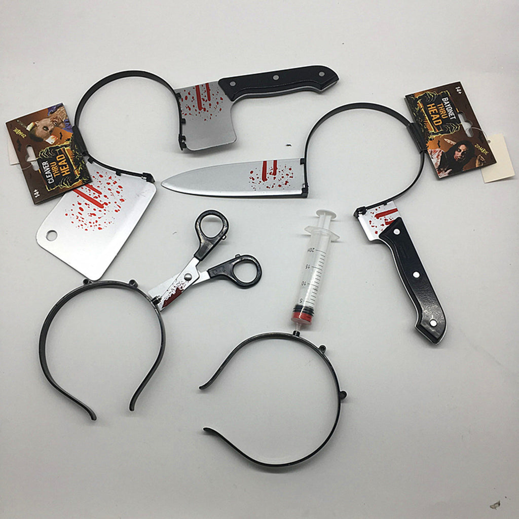 Halloween headband cross-border special plastic simulation head cutting knife head buckle cosplay props needle head band