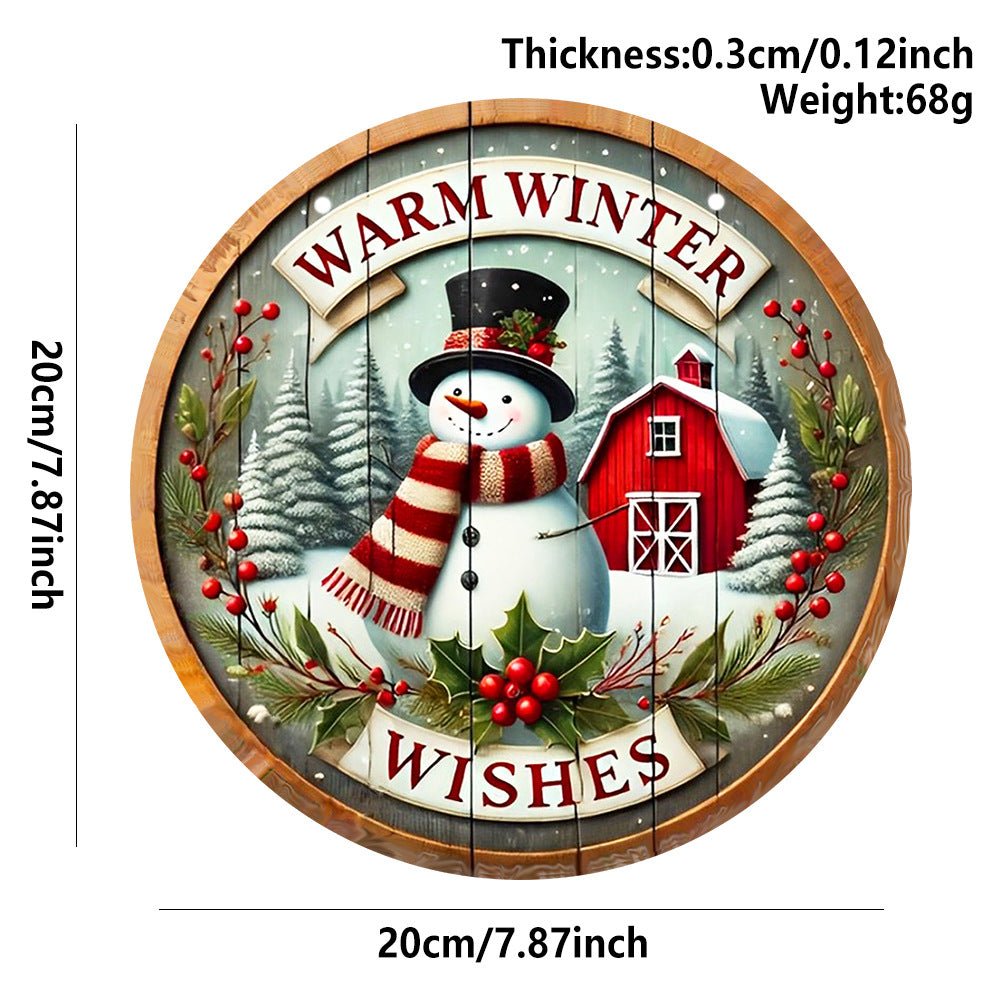 in stock Christmas Creative Hanging Wooden Crafts Round Door Sign Wooden Tag Series Decorative Pendant