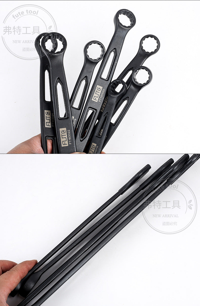 [Industrial dual-purpose wrench] Chrome vanadium steel forged handle hollow black quick wrench extended open-end wrench