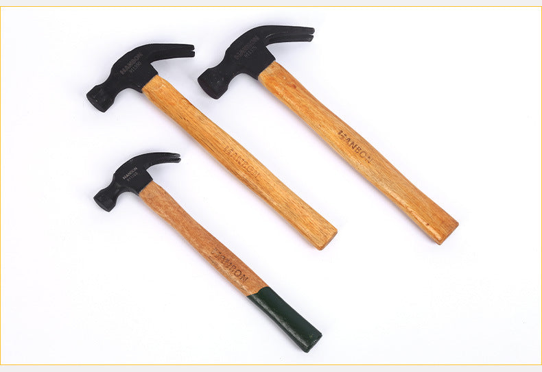 Factory Direct Sale Wooden Handle Claw Hammer Nail Hammer Hammering Hammer High Carbon Steel Household Construction Site Retail Carpentry Claw Hammer