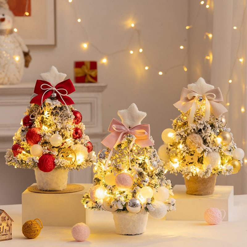 Christmas tree new desktop christmas tree pvc with lights christmas tree mini diy christmas decoration flocking