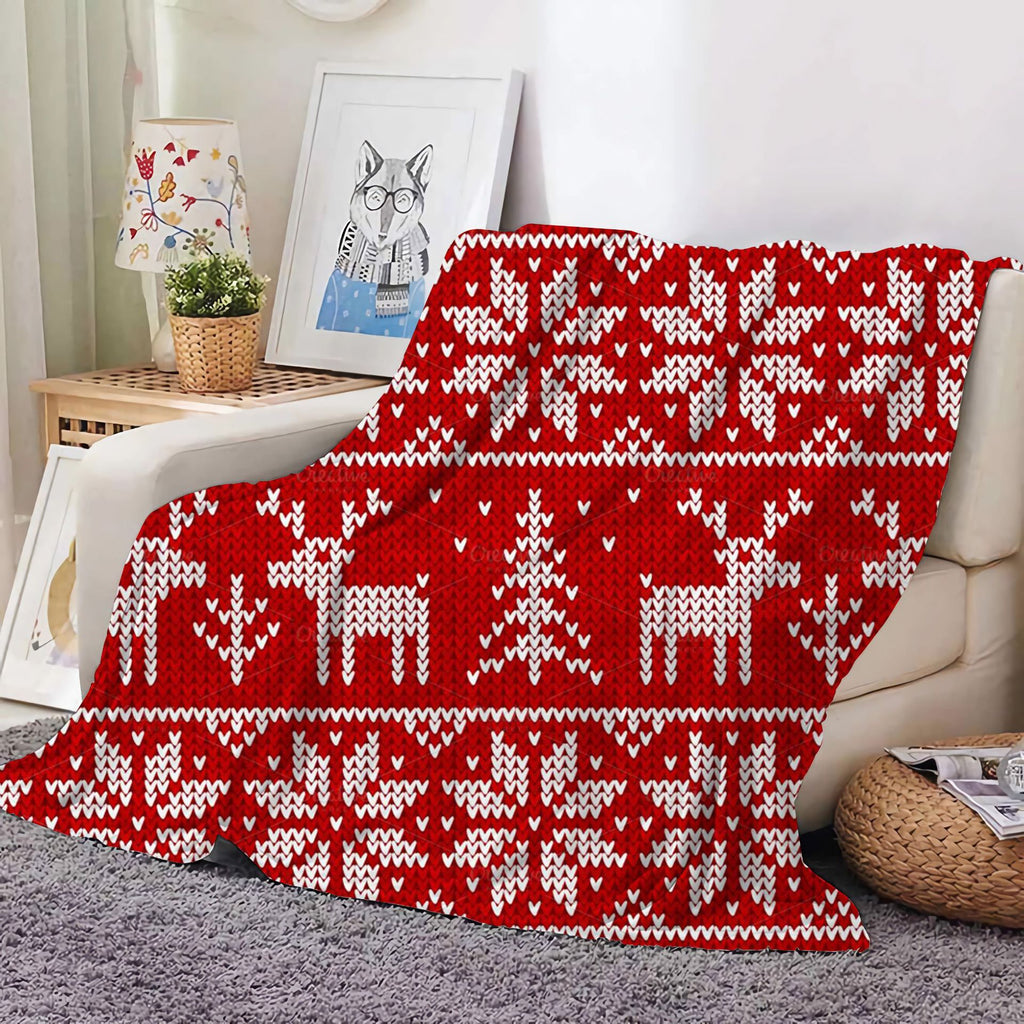 Christmas Decoration Blanket Holiday Blanket Red Festive Blanket Christmas Tree Polo Sofa Blanket Flannel Blanket