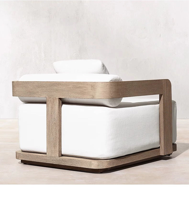 Conjunto de Móveis Modernos para Exterior à Prova d'Água com Pedal, Banco de Madeira Teca e Sofá de Rattan para Jardim, Sala de Estar e Hotéis