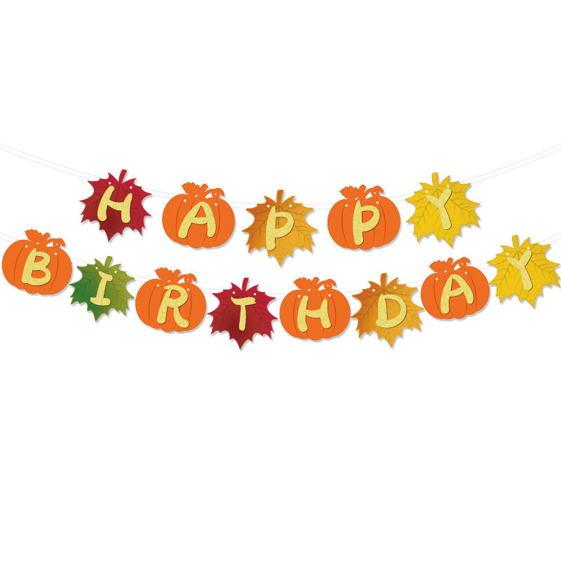 Cross-Border Autum New Thanksgiving Party Give Thanks Flag Harvest Festival Turkey Pumpkin Decoration Banner