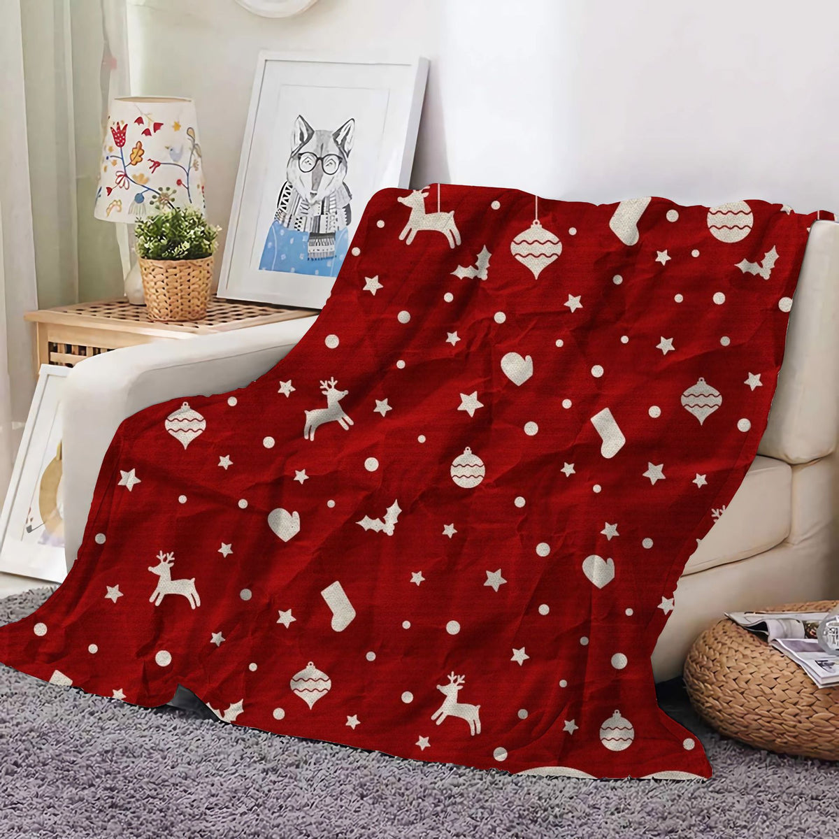 Christmas Decoration Blanket Holiday Blanket Red Festive Blanket Christmas Tree Polo Sofa Blanket Flannel Blanket