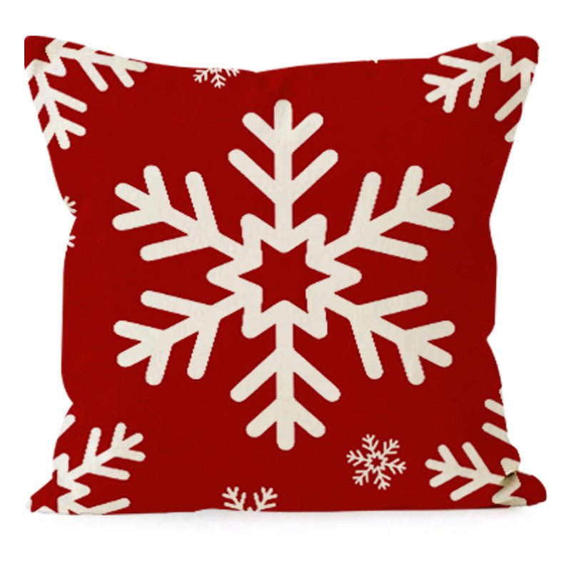 Christmas Pillow Case Red Christmas Tree Snowflake Printed Pillow Case Holiday Sofa Decorative Cushion Cover Wholesale