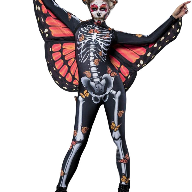 FD1064 2023 New Halloween European and American Butterfly Cloak Fashion Elegant Family Skull Jumpsuit