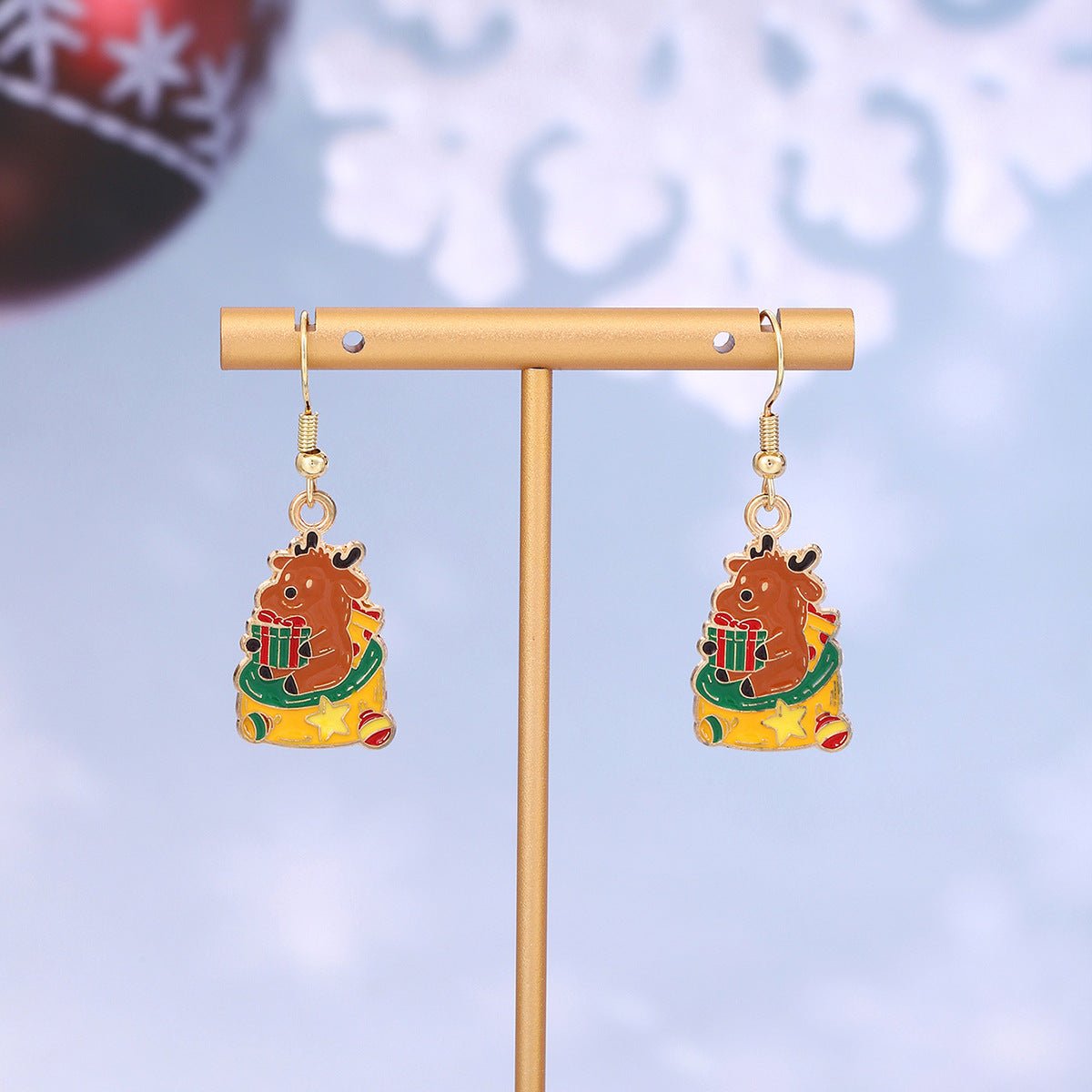 Cross-border personality Christmas series elk gingerbread earrings European and American cartoon oil Santa Claus earrings