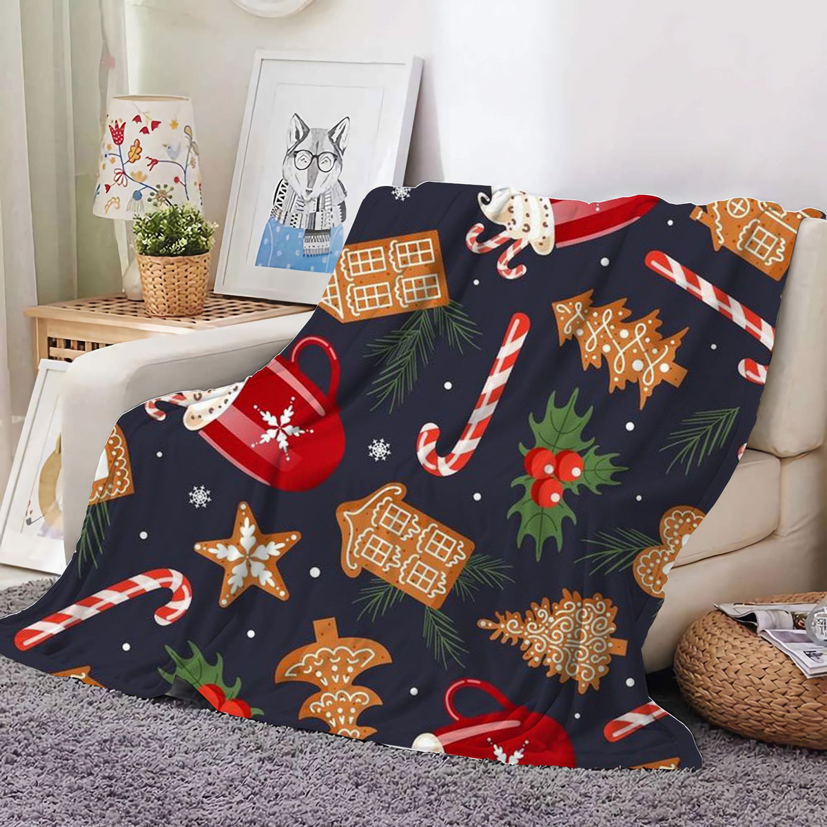 Christmas Decoration Blanket Holiday Blanket Red Festive Blanket Christmas Tree Polo Sofa Blanket Flannel Blanket - Kasa & Pet