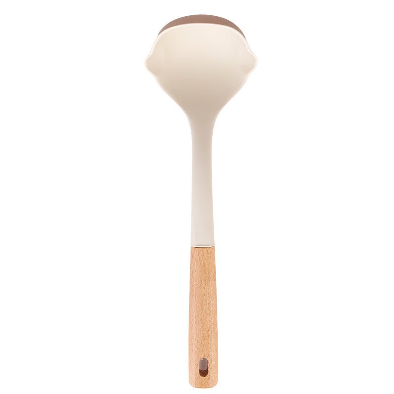 Wooden Handle Silicone Kitchen Utensil Set, Non-Stick Pan, Silicone Spatula, Soup Spoon, High Temperature Resistant Silicone Cooking Spatula, Daily Kitchen Utensils - Kasa & Pet
