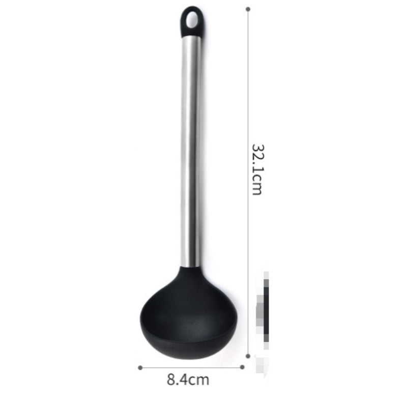 Silicone kitchenware suit 8-piece set stainless steel tube handle spatula baking scraper egg beater cooking hot pot spoon - Kasa & Pet