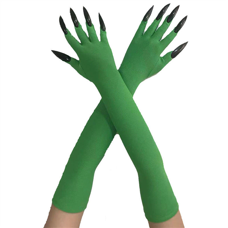 48cm European and American Fashion Halloween Gloves Long Nails Ghost Claw Gloves Long Performance Props Costume Black Red Claw