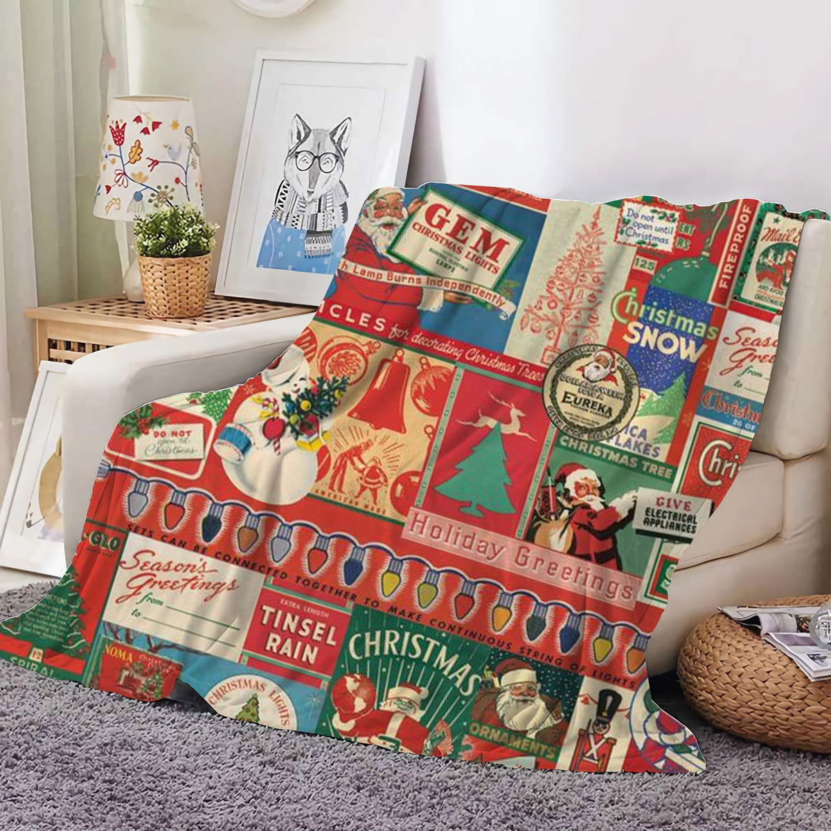 Christmas Decoration Blanket Holiday Blanket Red Festive Blanket Christmas Tree Polo Sofa Blanket Flannel Blanket - Kasa & Pet