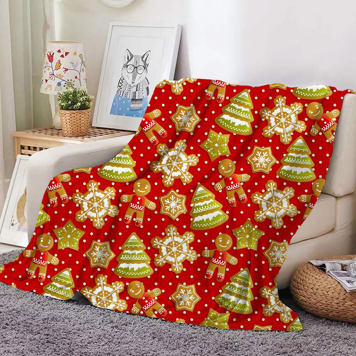 Christmas Decoration Blanket Holiday Blanket Red Festive Blanket Christmas Tree Polo Sofa Blanket Flannel Blanket