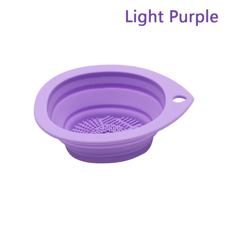 Silicone Makeup Brush Cleaner Folding Powder Puff Cleaning Bowl Eyeshadow Brush Washing Soft Mat Beauty Tools Scrubber Box