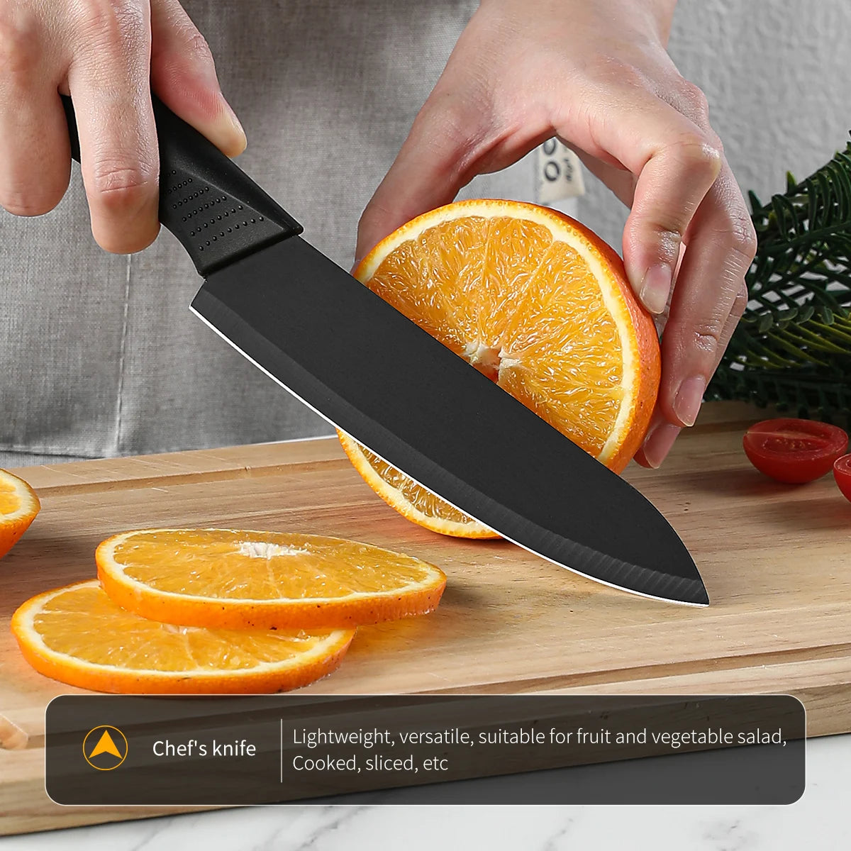 Conjunto de facas de cozinha, incluindo cutelo, faca de chef e faca para frutas, com bloco de facas, adequado para descascar carne e vegetais.