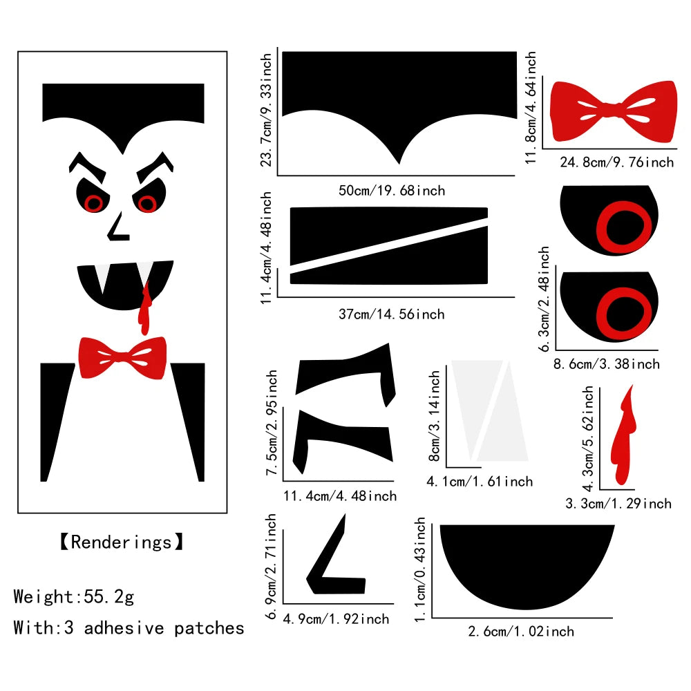 Decorações de Halloween, Adesivos para Portas de Quarto, Decoração de Janela, Mão de Esqueleto, Abóbora, Adesivos DIY para Janela, Fantasma, Diabo, Chapéu de Bruxa