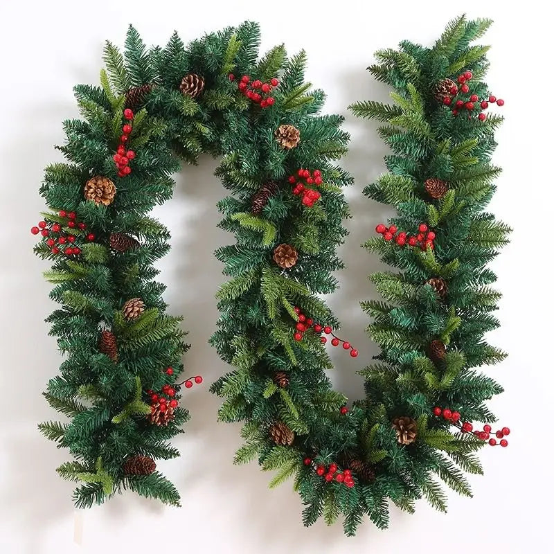 Guirlanda de Natal com Pinhas e Frutas Vermelhas, Árvore de Natal Artificial, Guirlanda de Galhos de Pinheiro, Decoração para Festas em Casa