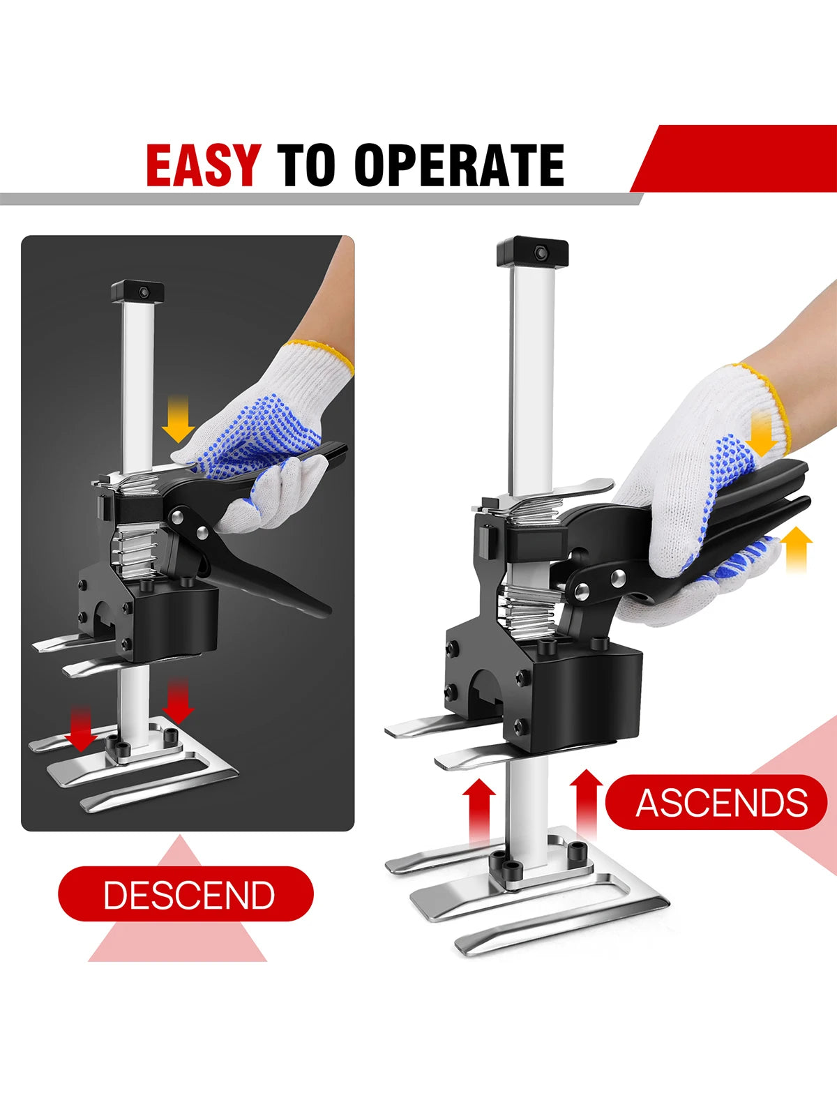 Gato de braço para economia de trabalho, conjunto leve de ferramentas de levantamento manual com altura ajustável, altura ajustável de 0-17 cm, peso máximo de 170 kg