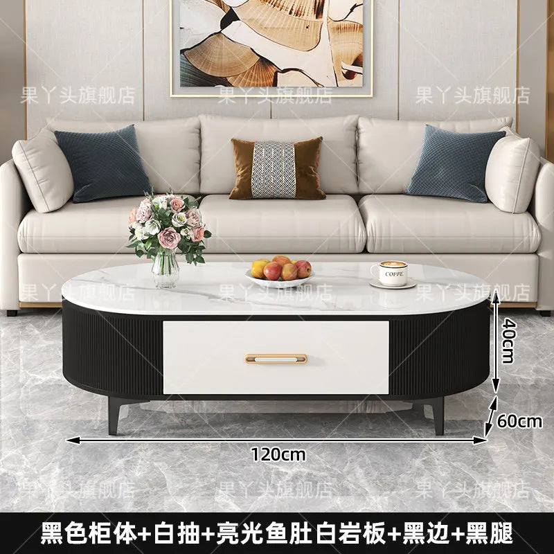 Mesa de Jantar, Mesa de Centro para Escrita e Café, Gavetas Móveis, Mesa Lateral de Luxo com Armazenamento para Sala de Estar, Mesa Auxiliar Moderna, Móveis Modernos