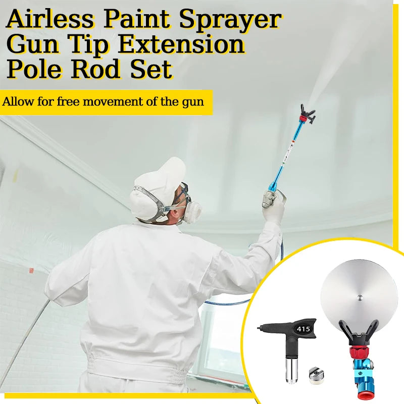 Kit de Pistola de Pintura Sem Ar com 3 Bicos, Cabo de Extensão de 10 Polegadas, Acessório Guia de Pulverização, Filtros para Pintura de Paredes