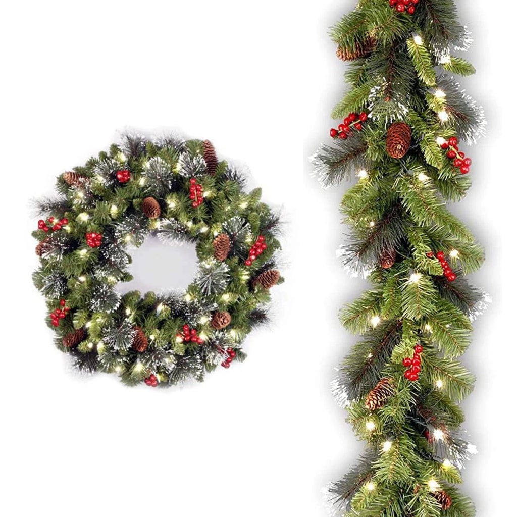 20-60cm led guirlanda de pinha de natal com bagas vermelhas artificial guirlanda de natal festa de ano novo decoração diy adicionar vibração de natal