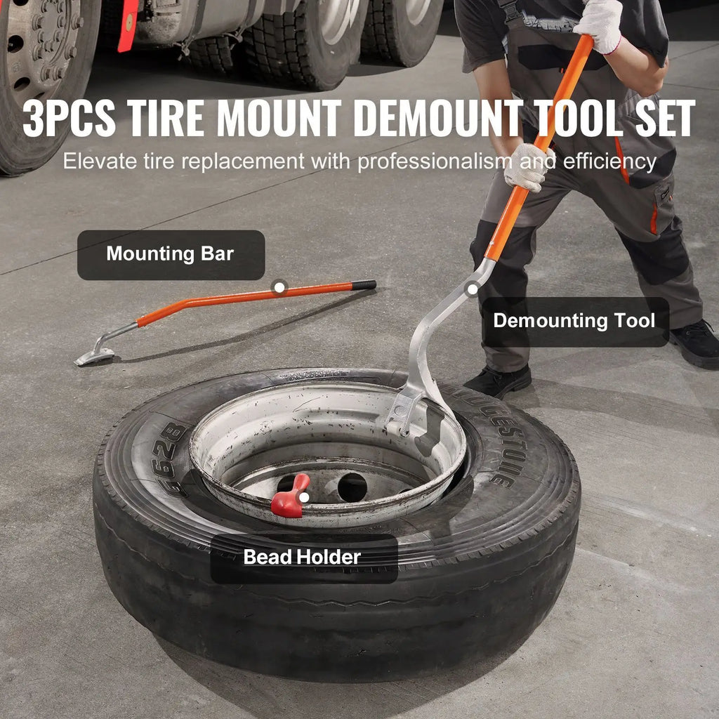 "Tire Mount/Demount Tool (22.5" & 24.5")-Manual Steel Changer with Extra Bead Holder & Tubeless Capabilities"