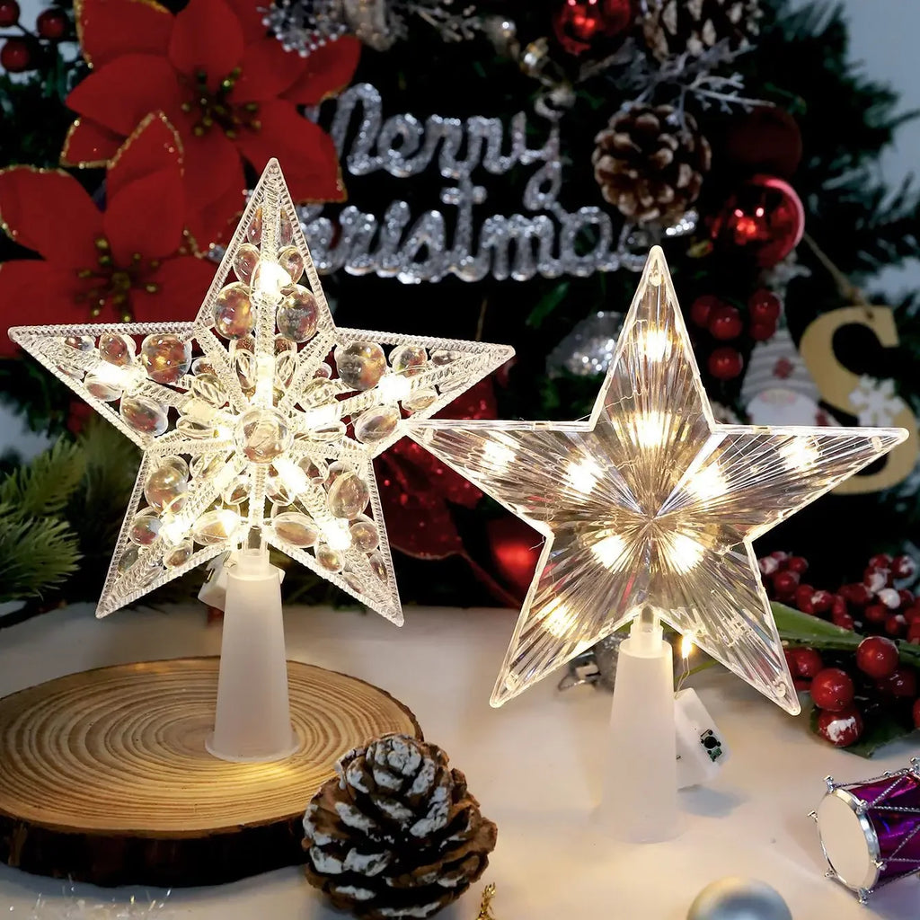 Estrela de topo para árvore de Natal, luminária estrela brilhante, decoração de Natal, artigos para festas em casa, enfeite de Natal, presente.