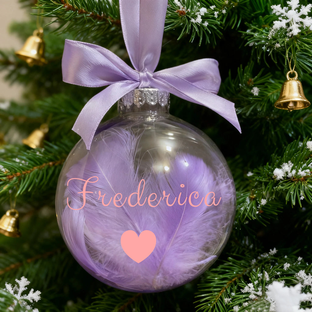Um enfeite de Natal personalizado, uma bola decorativa para a árvore de Natal, com nome gravado, para a família e entes queridos, uma bola de Natal personalizada.