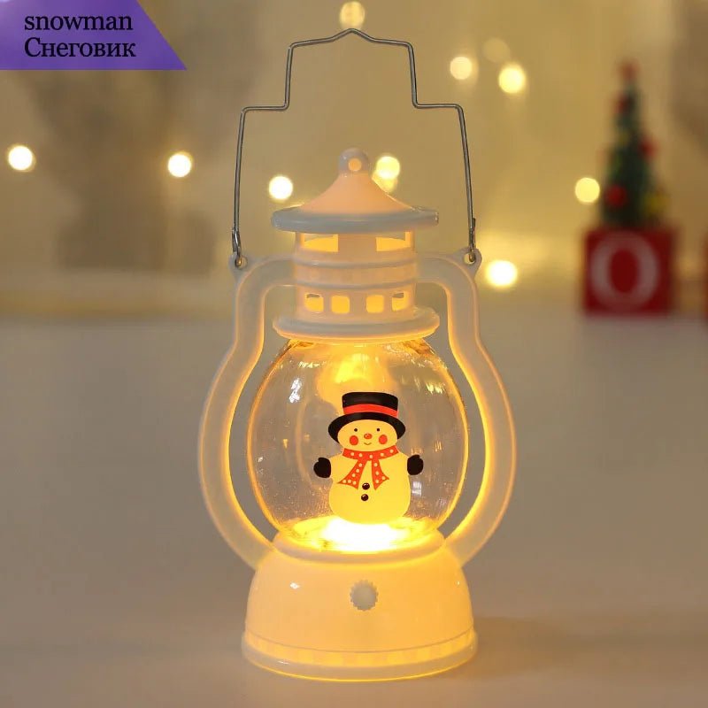 Portátil led natal papai noel boneco de neve lanternas decoração interior luzes alimentado por bateria para casa natal ano novo navidad ornamentos - Kasa & Pet