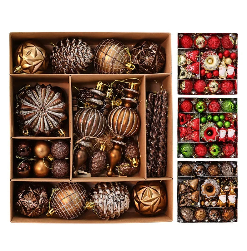 Conjunto de Bolas de Natal com Formatos Variados, Enfeites de Natal Inquebráveis para Pendurar, Bolas, Donuts, Gnomos, Pinhas, Decoração de Natal para Casa